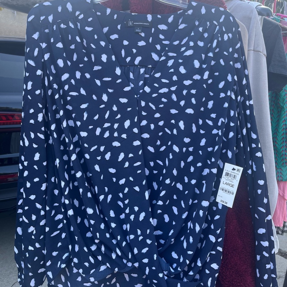 INC International Concepts Blue and White Blouse